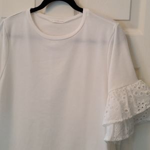 Pinkblush Top with Ruffled Sleeves - M